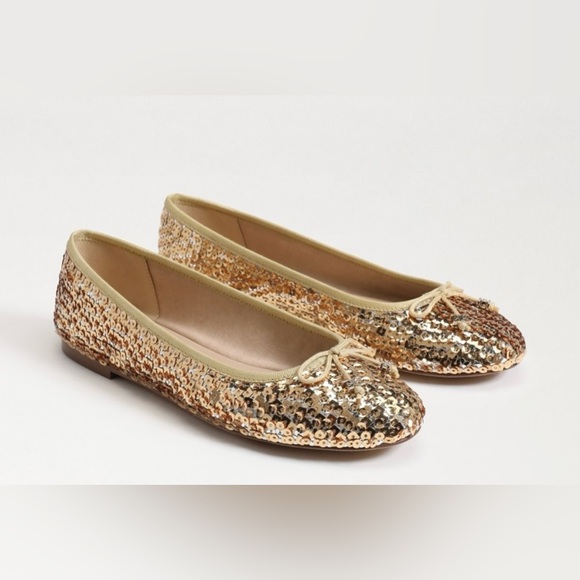 New without Box Sam Edelman Felicia Luxe Ballet Flat in Gold Multi - Picture 1 of 8